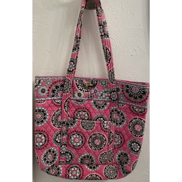 Vera Bradley Pink Audrey Cupcakes Tote Bag Shoulder Bag Toggle Top Large - Picture 1 of 11